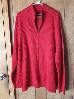 Chaps Men's XXL Red 1/4 Zip Sweater Cotton Pullover Long Sleeve Casual